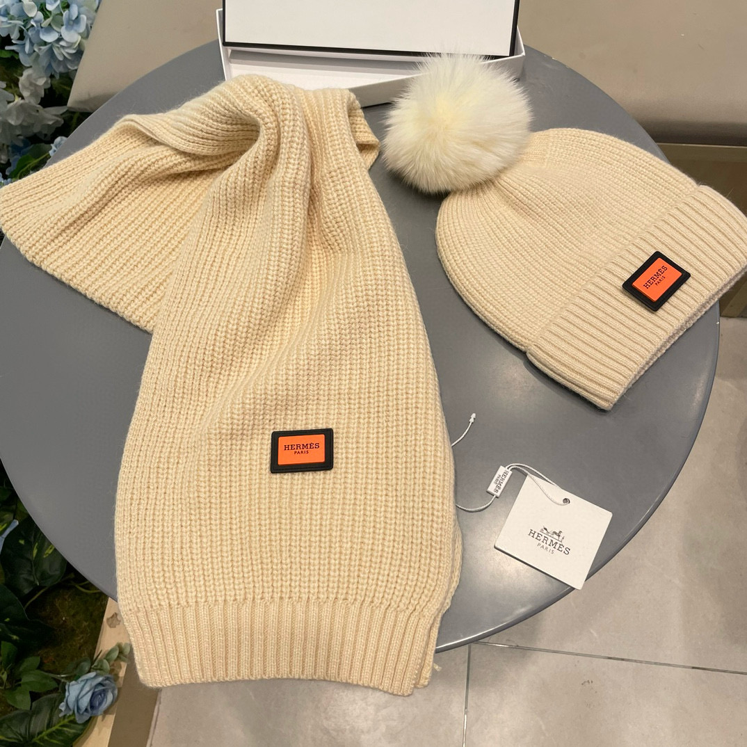에르메스 겨울 모자 세트